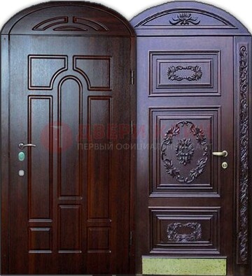 Стильная железная арочная дверь с декоративным элементом ДА-24 в Луховицах