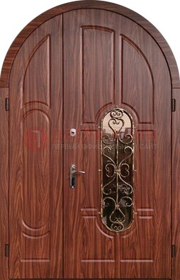 Арочная двухстворчатая стальная дверь Винорит ДА-54 в Луховицах