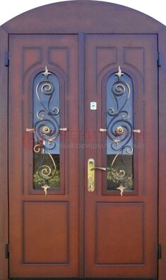 Двухстворчатая стальная дверь Винорит в форме арки ДА-55 в Луховицах