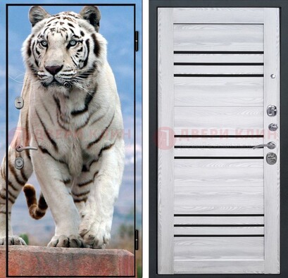 Стальная дверь с фотопечатью тигра ДФ-12 в Луховицах