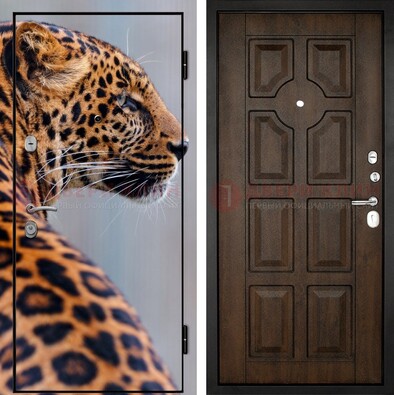 Металлическая дверь с фотопечатью леопарда ДФ-26 в Луховицах