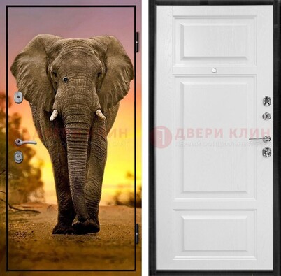 Металлическая дверь с фотопечатью слона ДФ-30 в Луховицах