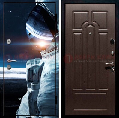 Стальная дверь с фотопечатью космонавта ДФ-4 в Луховицах