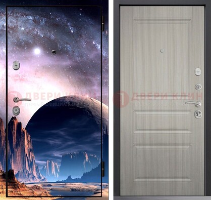 Железная дверь с фотопечатью космоса и планеты ДФ-50 в Луховицах