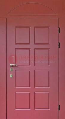 Красная стальная дверь с верхней фрамугой ДФГ-13 в Луховицах