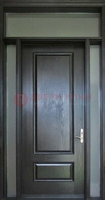 Черная металлическая дверь с фрамугами и стеклом ДФГ-24 в Луховицах