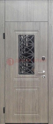 Металлическая дверь Винорит стекло и ковка с фрамугой ДФГ-33 в Луховицах