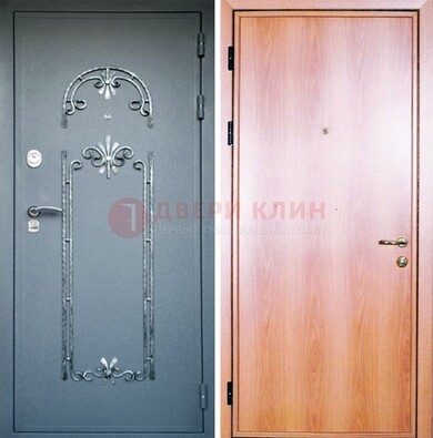 Железная дверь с ковкой ламинат внутри ДК-11 в квартиру в Луховицах