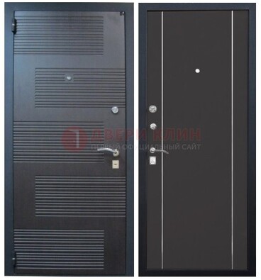 Темная металлическая дверь с МДФ ДМ-105 в деревянный дом в Луховицах