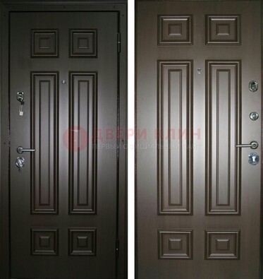 Темная металлическая дверь с МДФ ДМ-136 в квартиру в Луховицах
