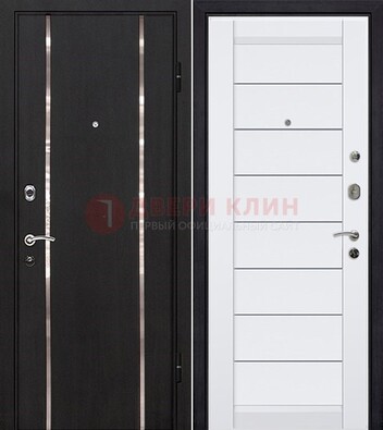Черная входная дверь с МДФ и декоративными вставками ДМ-143 в Луховицах