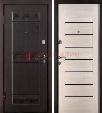 Темная стальная дверь с МДФ ДМ-147 для улицы в Луховицах