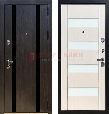 Черная железная дверь с МДФ и декоративными вставками ДМ-157 в Луховицах