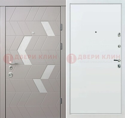 Светлая металлическая дверь с терморазрывом и МДФ панелью ДМ-190 в Луховицах