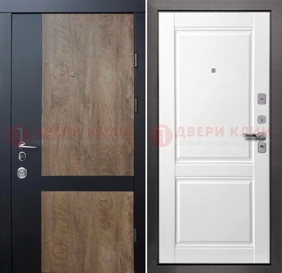 Черно-коричневая входная дверь с терморазрывом и МДФ ДМ-192 в Луховицах