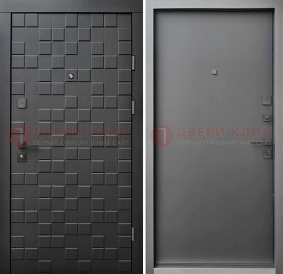 Темная стальная филенчатая дверь с МДФ ДМ-221 в Луховицах