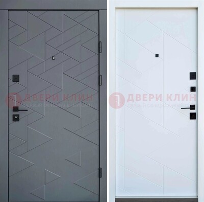 Серая металлическая дверь МДФ с узором  ДМ-224 в Луховицах