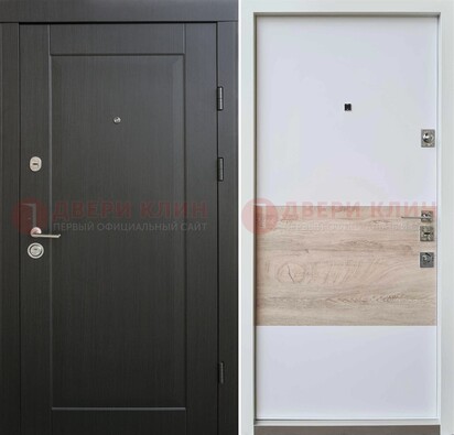 Черная металлическая дверь с белой МДФ внутри ДМ-230 в Луховицах