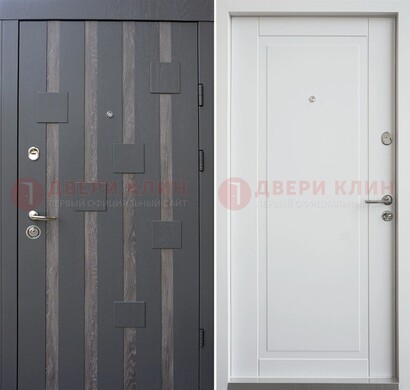 Темная металлическая дверь c белом МДФ внутри ДМ-231 в Кингисеппе