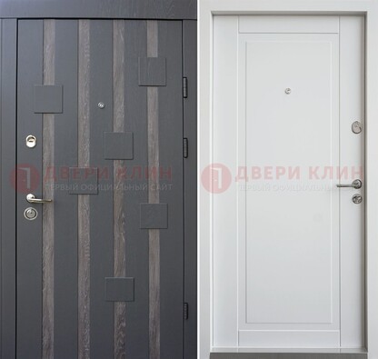 Темная металлическая дверь c белом МДФ внутри ДМ-231 в Луховицах