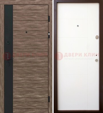 Коричневая входная дверь с черной вставкой МДФ ДМ-239 в Луховицах