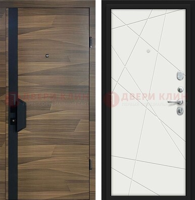 Стальная коричневая дверь МДФ c черной вставкой ДМ-267 в Луховицах