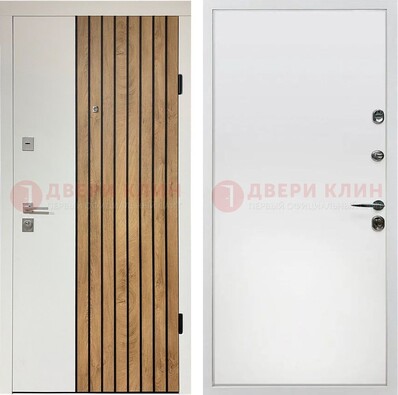Белая с коричневой вставкой филенчатая дверь МДФ ДМ-278 в Луховицах