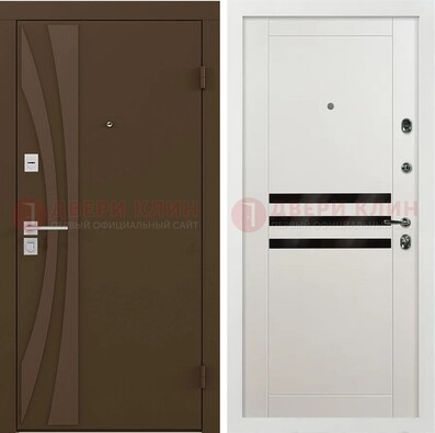 Стальная коричневая дверь с МДФ панелями ДМ-293 в Луховицах