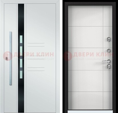 Металлическая дверь в белом цвете с МДФ ДМ-323 в Луховицах