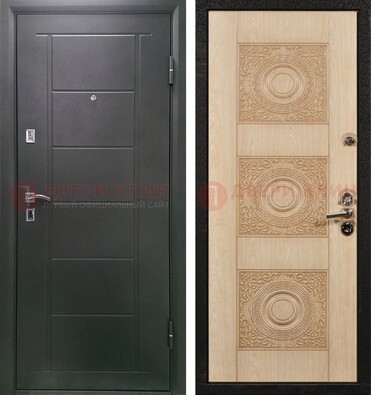 Темная железная дверь с МДФ в квартиру ДМ-344 в Луховицах
