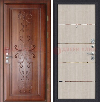 Металлическая дверь с панелями МДФ и вставками ДМ-358 в Севастополе