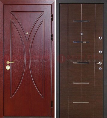 Темно-красная железная дверь с МДФ ДМ-370 в Луховицах