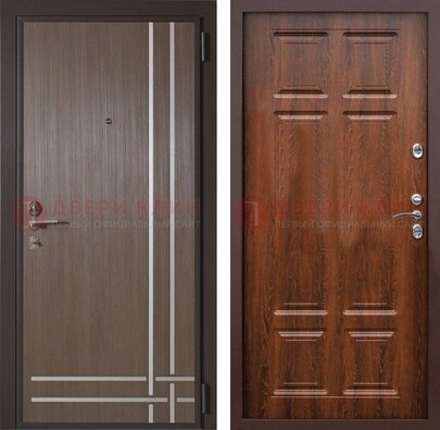 Темно-коричневая металлическая дверь с МДФ ДМ-373 в Волжском