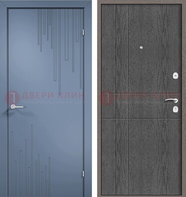 Синяя металлическая дверь МДФ в квартиру ДМ-434 в Луховицах
