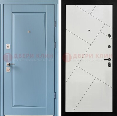 Синяя железная дверь с МДФ панелями ДМ-491 в Луховицах