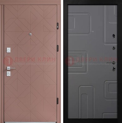 Красная стальная дверь в квартиру с МДФ хайтек ДМ-493 в Луховицах