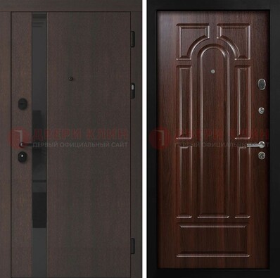 Темная входная дверь с МДФ панелями в квартиру ДМ-499 в Луховицах