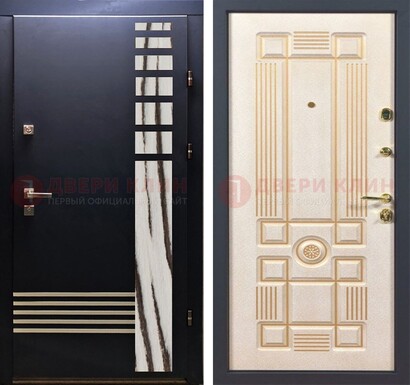 Черная железная дверь с МДФ панелями ДМ-510 в Луховицах