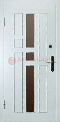 Белая стальная дверь с МДФ и декоративными вставками ДМ-62 в Луховицах