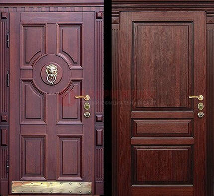 Темная входная дверь с массивом дуба с декоративной вставкой ДМД-6 в Луховицах