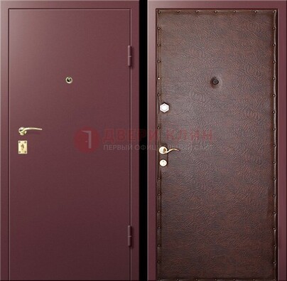 Бордовая железная дверь с нитроэмалью ДН-1 в Луховицах