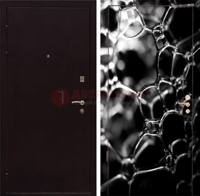 Черная стальная дверь с порошковым окрасом с фотопечатью ДП-158 в Луховицах