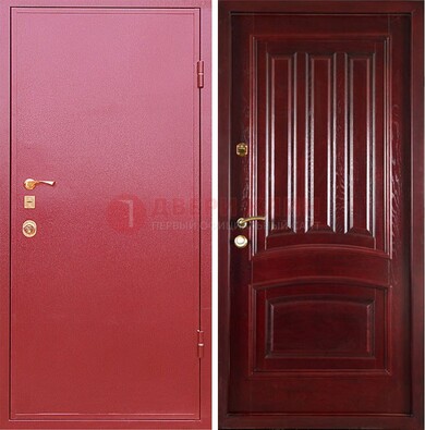 Красная металлическая дверь с порошковым напылением ДП-165 в Луховицах