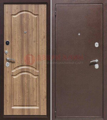 Коричневая железная дверь с порошковым окрасом ДП-191 в Луховицах