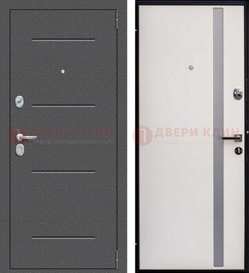 Железная дверь с порошковым напылением и белой МДФ ДП-212 в Луховицах