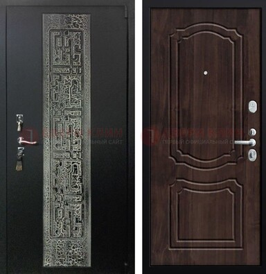 Темная входная дверь с порошковым покрытием и МДФ внутри ДП-224 в Луховицах