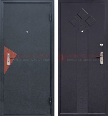 Черная входная дверь с порошковым напылением и узором внутри ДП-241 в Луховицах