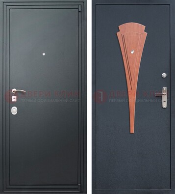 Черная железная дверь с порошковым покрытием и накладкой МДФ внутри ДП-245 в Луховицах