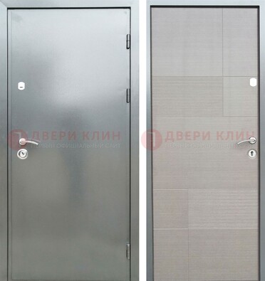 Металлическая серая дверь с порошковым покрытием и серым МДФ внутри ДП-250 в Луховицах