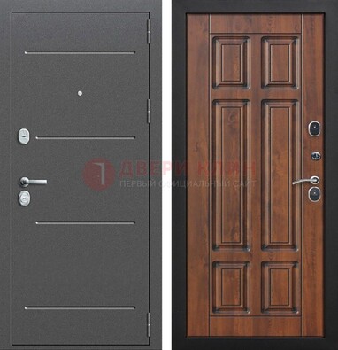 Стальная дверь с порошковым покрытием Антик серебро и филенчатой МДФ ДП-267 в Луховицах